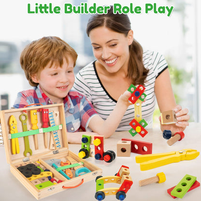 Toddler Tool Set with Toolbox & DIY Stickers