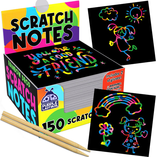 150 Rainbow Scratch Art Mini Notes for Kids