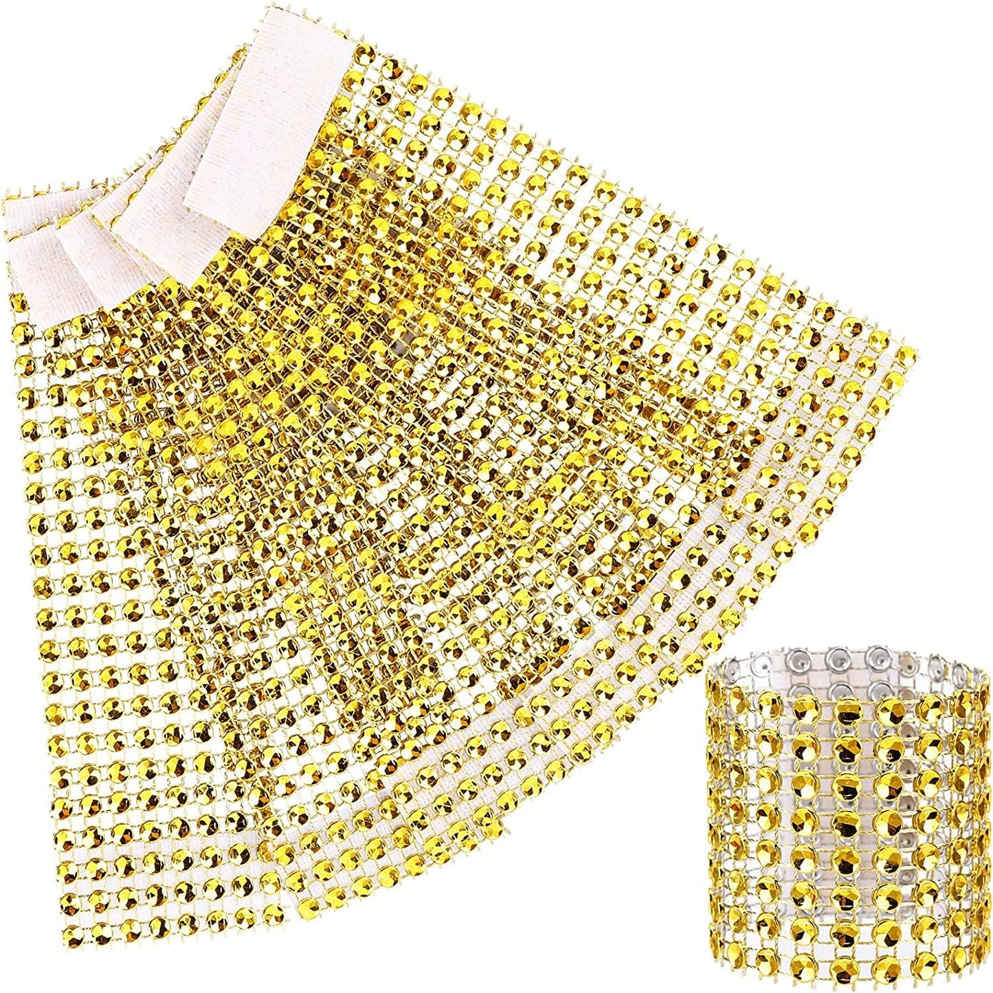 SHAFA IMPEX Rhinestone Napkin Rings, Gold Napkin Rings Set 100 Buckles for Table Decorations, Wedding, Dinner,Party (Gold, Set 100)