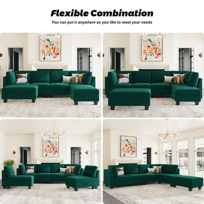 L-Shaped Sectional Sofa with Storage Ottoman