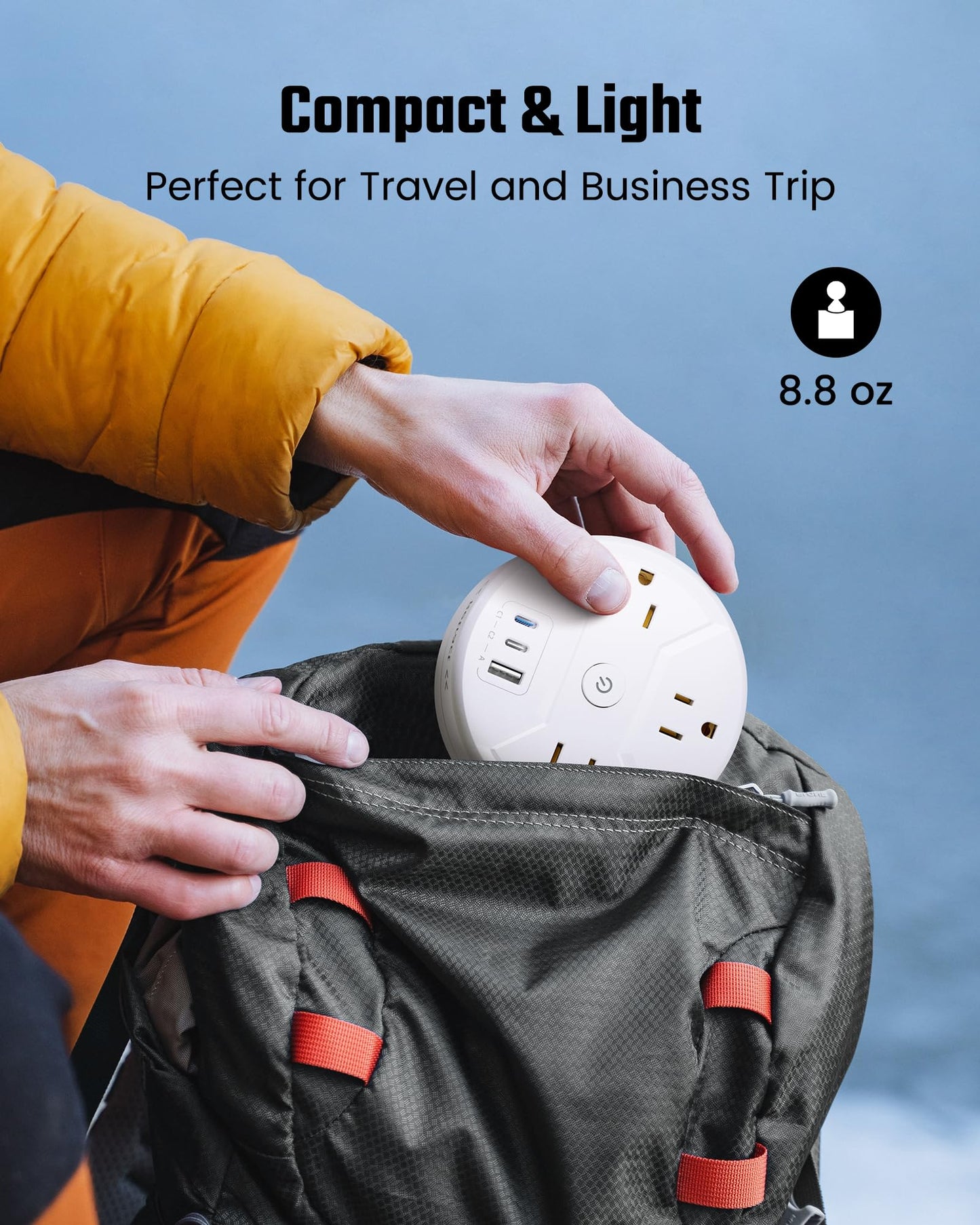 35W Travel Power Strip with Retractable Cord