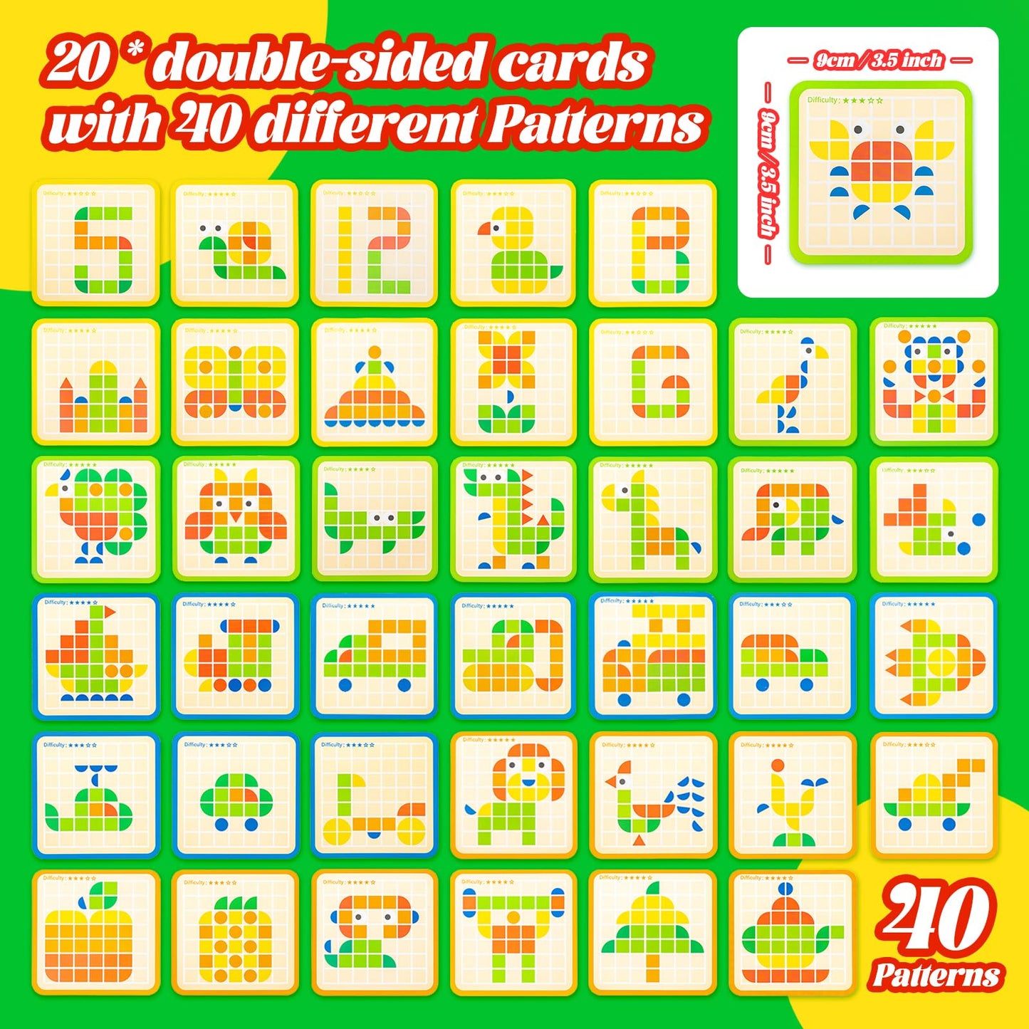 120 PCS Montessori Wooden Puzzle Blocks for Kids