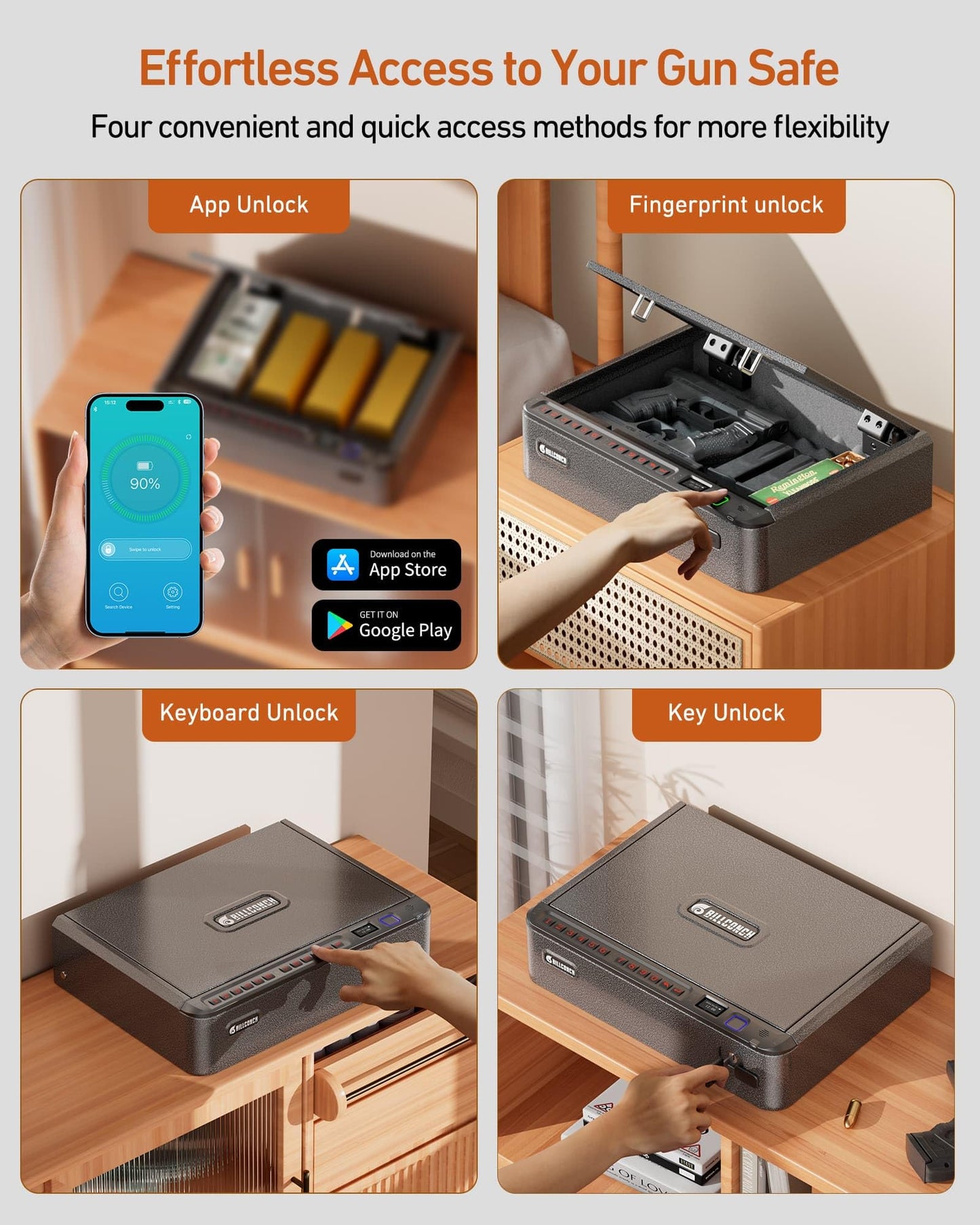 BILLCONCH Biometric Pistol Safe with Quick Access