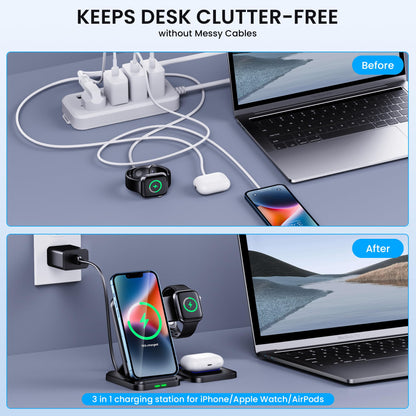 3 in 1 Wireless Charger Stand for iPhone & Watch