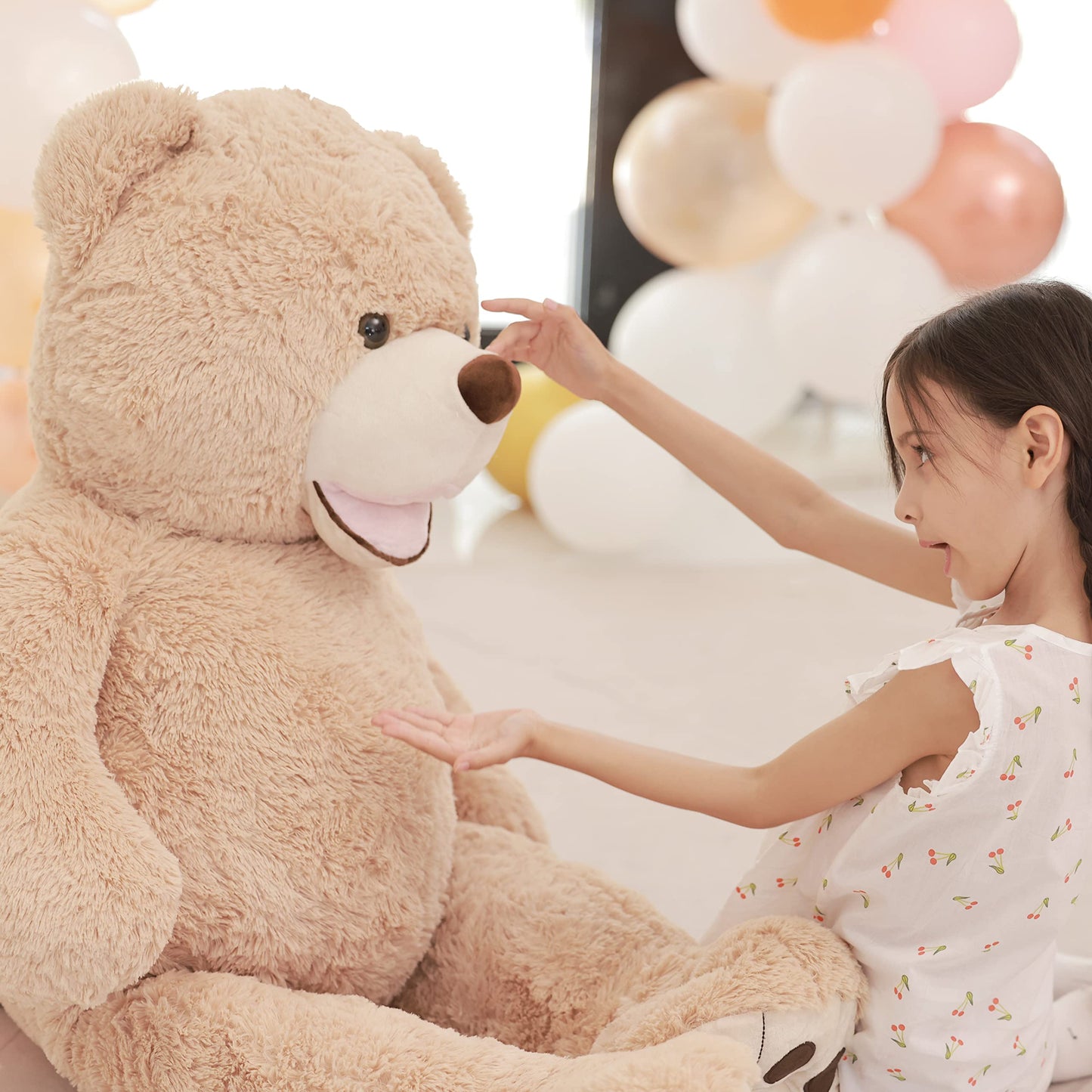 Poutmac Giant Teddy Bear 51 Inches Big Stuffed Animals Teddy Bear for Girlfriend Plush Toy Brown for Girls Boys Christmas Valentine's Day Birthday Wedding