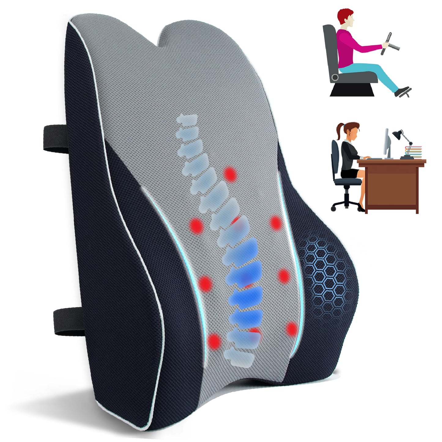 Ergonomic Memory Foam Lumbar Support Pillow