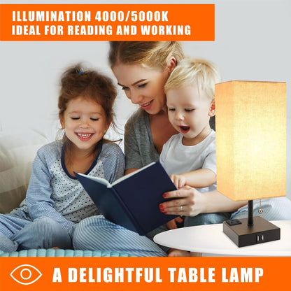 RYTABEE Bedside Table Lamp with 3 Color Modes