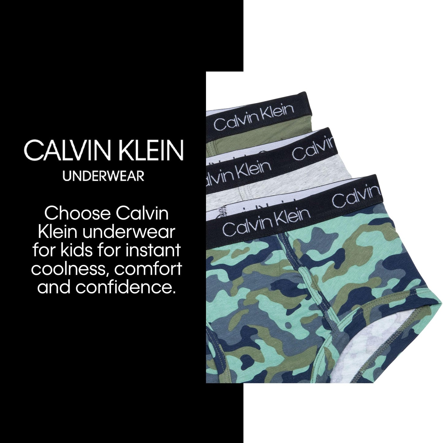 Calvin Klein Boys Black Briefs Underwear 3 Pack