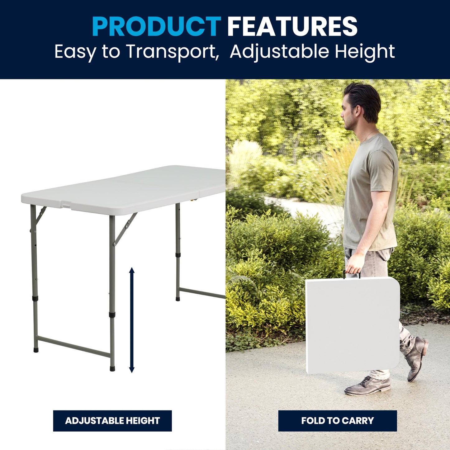 4' Folding Event Table with Adjustable Legs