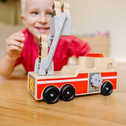 Melissa & Doug Wooden Fire Truck Toy Set