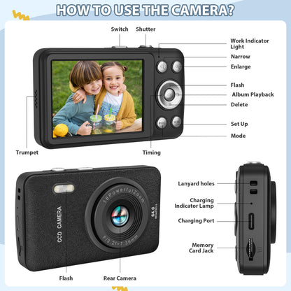 Kids Digital Camera with MP3 Player and 32GB SD