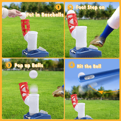 Kids Baseball Tee Set with Pitching Machine