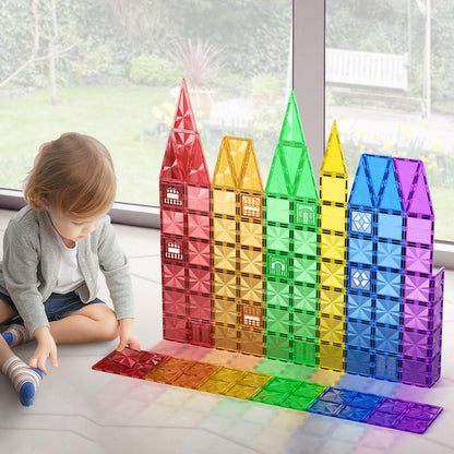 Colelulu 102PCS Diamond Magnetic Tiles Toys Gifts for 3+ Year Old Boy Girl, STEM Magnet Toys for Toddlers, Magnetic Building Blocks Preschool Learning Montessori Sensory Toys for Age 3-5 4-8 8-12