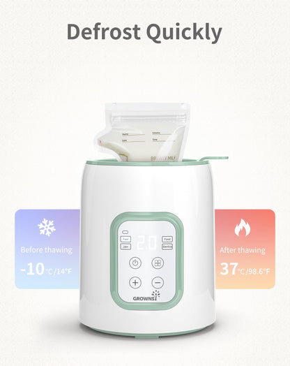 GROWNSY Baby Bottle Warmer, 8-in-1 Fast Baby Milk Warmer with Timer for Breastmilk or Formula, Accurate Temperature Control, 24H Keep, Food Heater&Defrost BPA-Free Bottle Warmer for All Bottles- Green