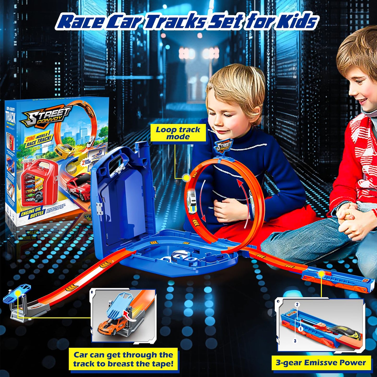 Race Track Toy Car Set with Storage Box