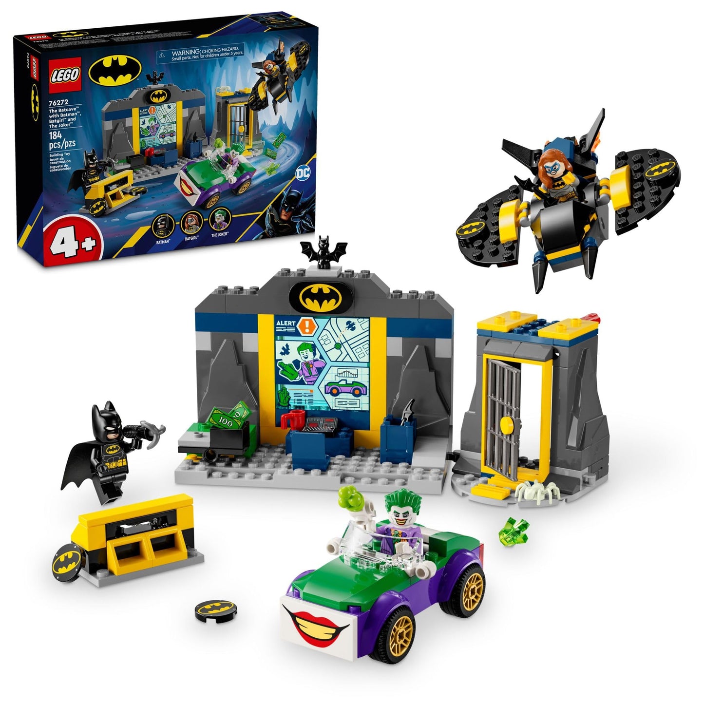 LEGO DC Batman: The Batcave with Batman, Batgirl & The Joker, Fun Super Hero Toy, Gift for Kids Ages 4 and Up with Batman Action Figures, 76272