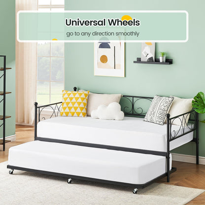 GAOMON Twin Metal Daybed with Trundle