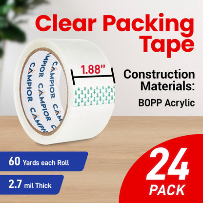 24 Rolls Clear Packing Tape for Moving & Shipping