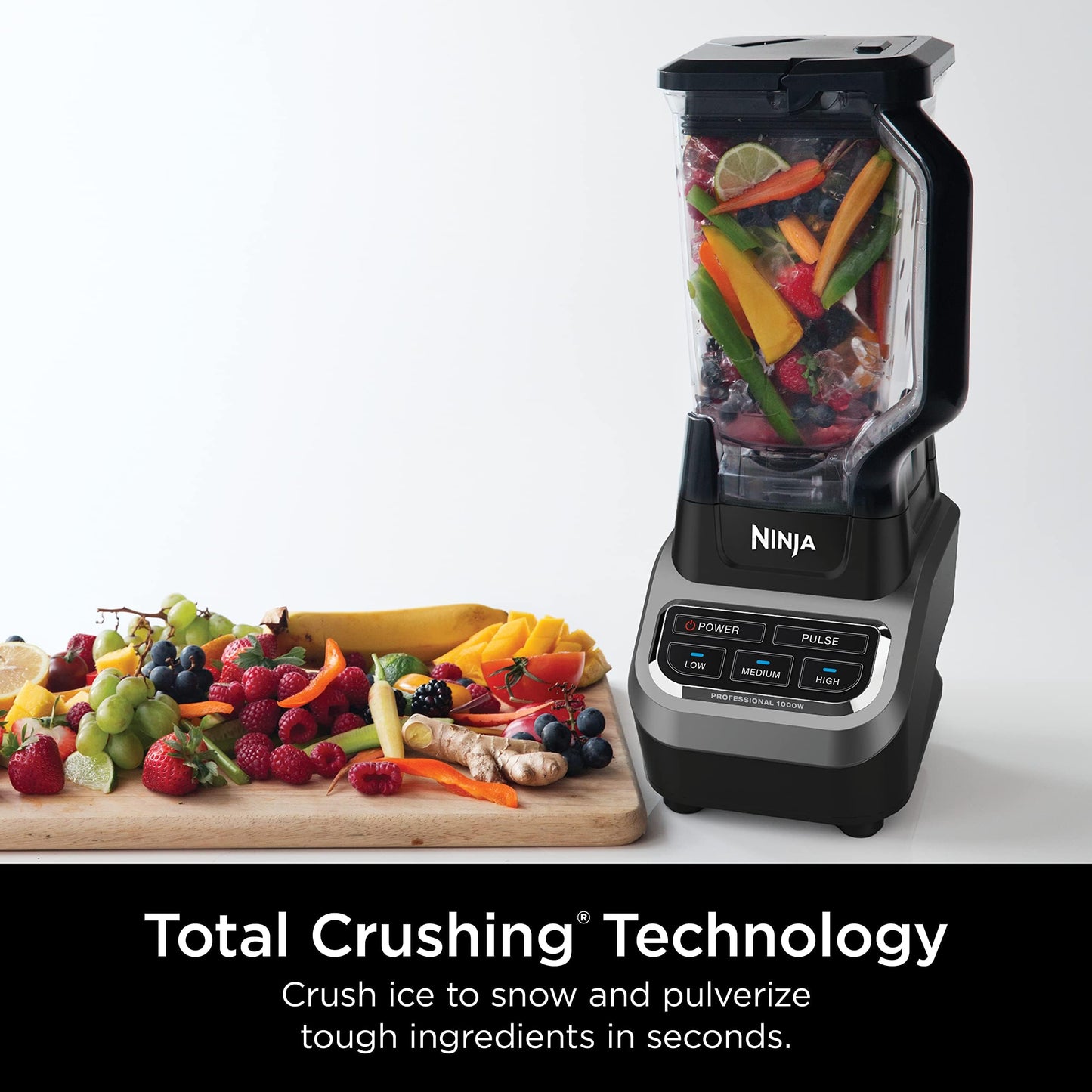 Ninja BL610 Professional 72 Oz Countertop 1000-Watt Base and Total Crushing Technology for Smoothies, Ice and Frozen Fruit, Black, Blender + Pitcher