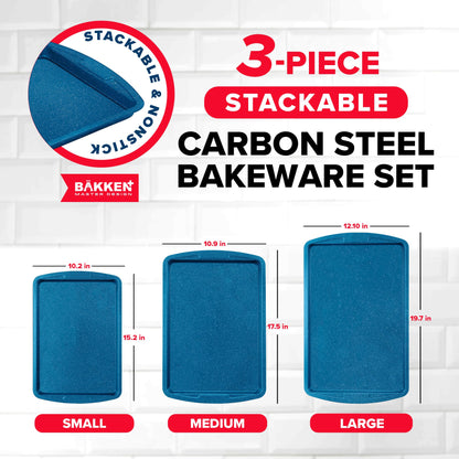 Bakken Nonstick Baking Pan Set of 3 - Blue Marble