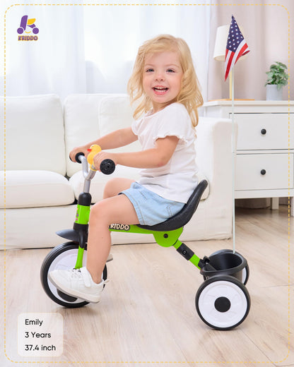 KRIDDO Kids Foldable Tricycle with Storage Basket