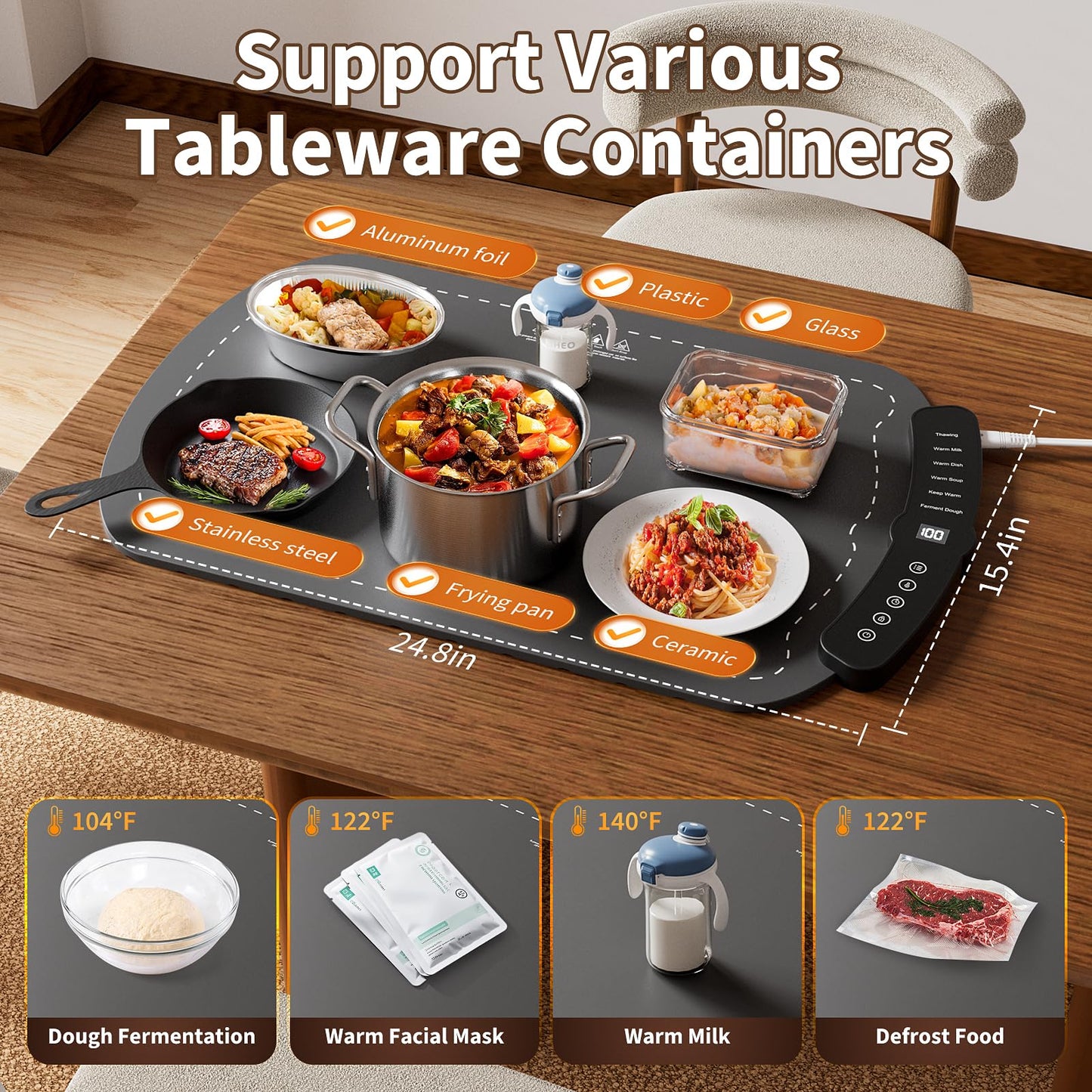 Graphene Electric Warming Tray with Timer