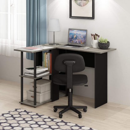 Furinno L-Shape Computer Desk with Bookshelf