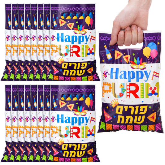 100 Pcs Happy Purim Gift Bags with Handles