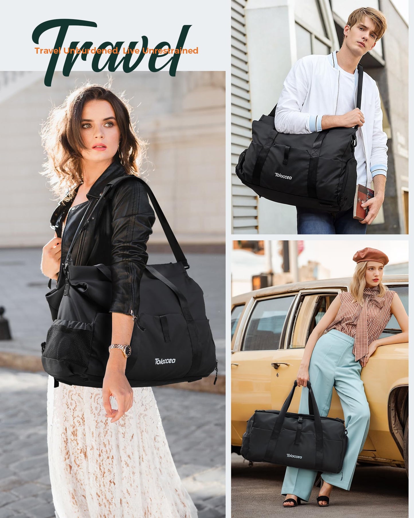Tolaccea Foldable Gym Duffel Bag with Shoe Compartment