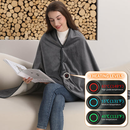 KSFJZF Heated Blanket, 59" x 35.5" Soft Cashmere Heated Blanket with Power Bank, 8 Zones Heating, 18400 mAh Battery (Included), 3 Heating Levels