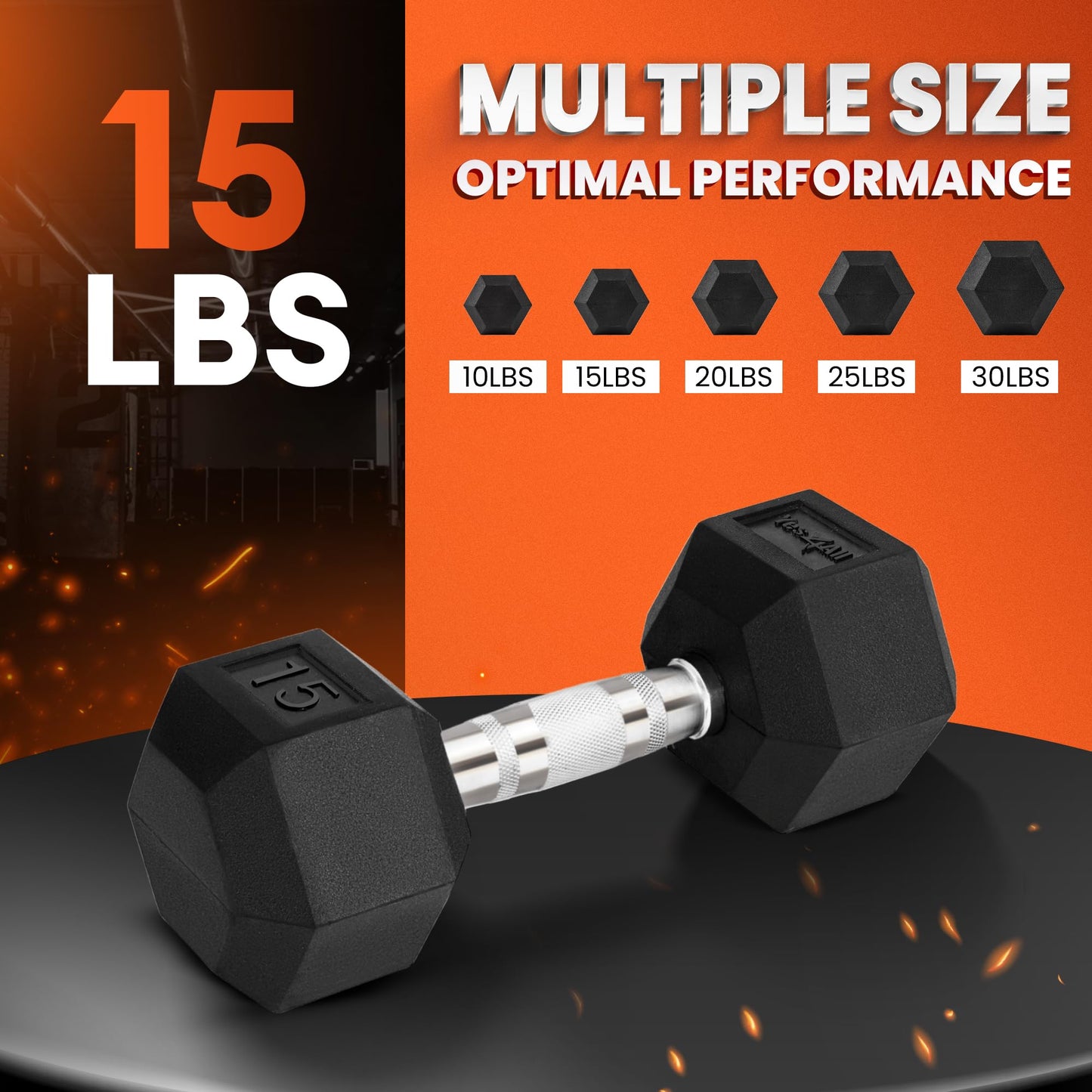 15 lbs Hex Dumbbell - Yes4All Cast Iron