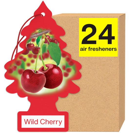 LITTLE TREES Air Fresheners Car Air Freshener. Hanging Tree Provides Long Lasting Scent for Auto or Home. Wild Cherry, 24 Air Fresheners