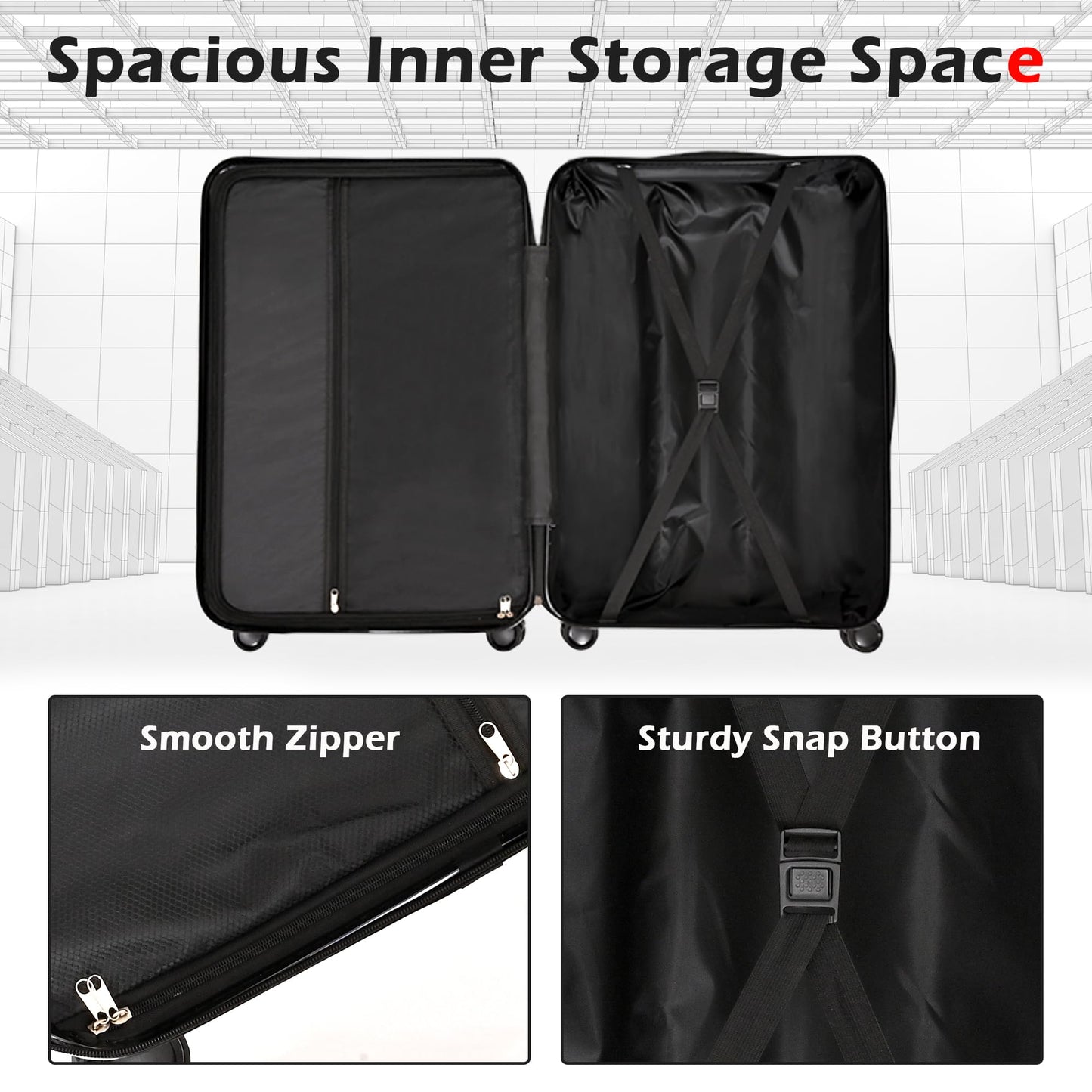 3-Piece Luggage Sets, Luggage Expandable, Luggage Sets with 4-Wheel Spinner, Lightweight Luggage Sets, Suitcase Set for Various Travel Needs (20"/24"/28")