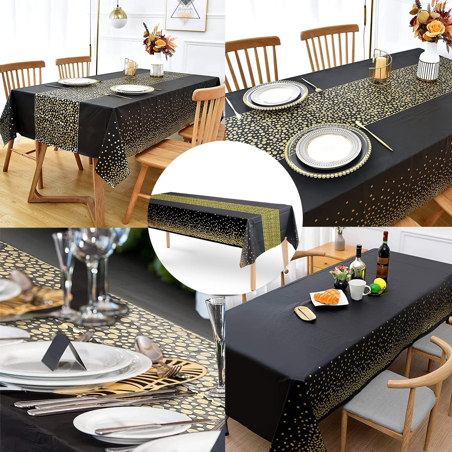 Gold Wave Point Disposable Table Covers - 4 Pack