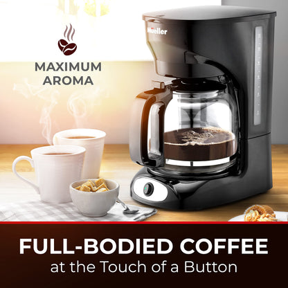 UPDATE: NOW $16.49! Mueller 12-Cup Drip Coffee Maker, Auto Keep Warm Function, Smart Anti-Drip System, with Durable Permanent Filter and Borosilicate Glass Carafe, Clear Water Level Window Coffee Machine