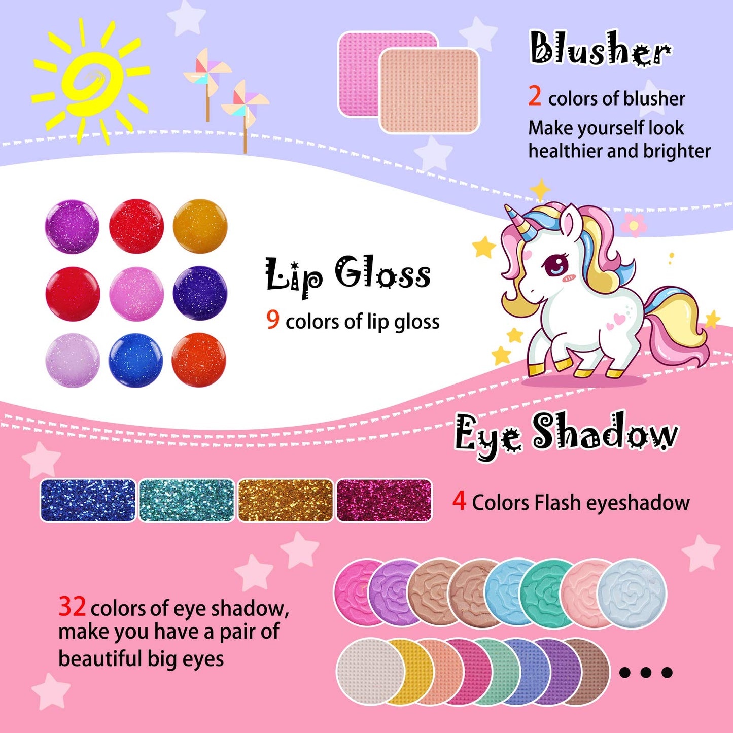 Kids Washable Makeup Kit for Girls 3+ Years