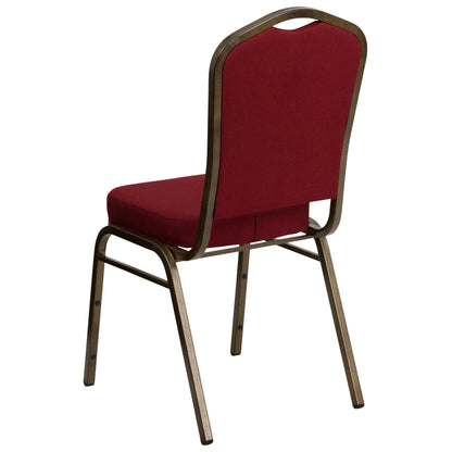 Flash Furniture Hercules Series Crown Back Stacking Banquet Chair, Set of 4, Burgundy Fabric/Gold Vein Frame