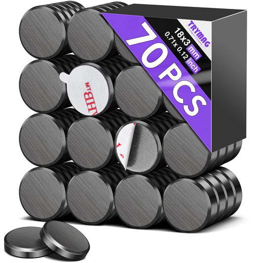 TRYMAG 70 PCS Round Ceramic Adhesive Magnets