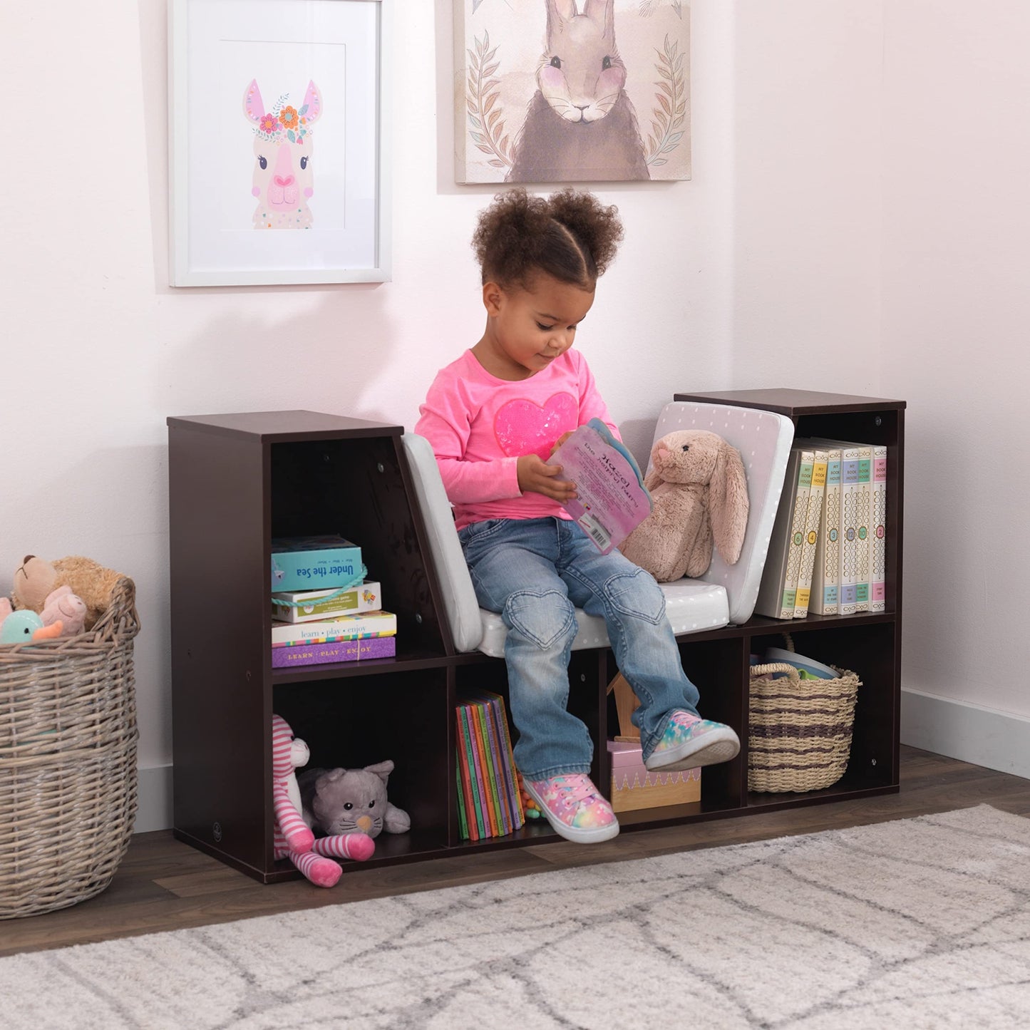 KidKraft Wooden Bookcase with Cozy Reading Nook