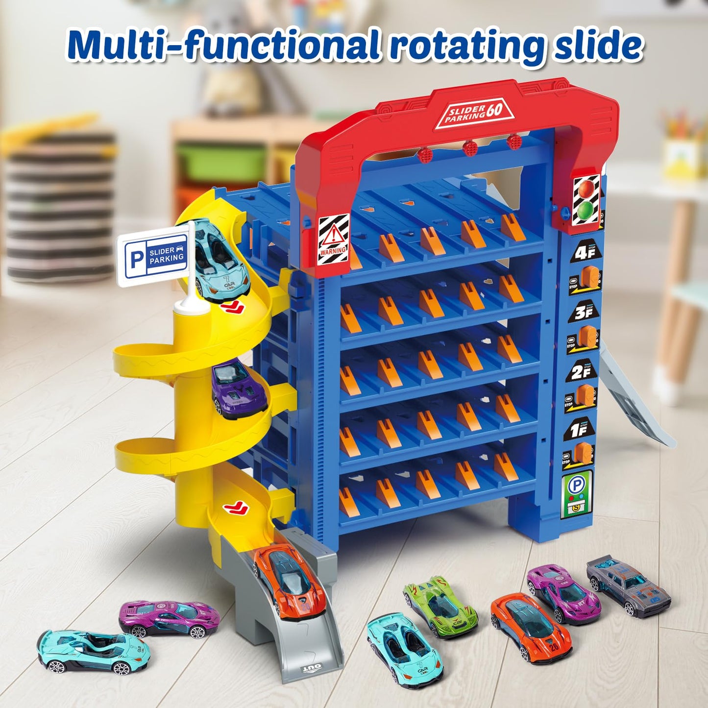 10 Cars Parking Track Toy for Boys Ages 3-8