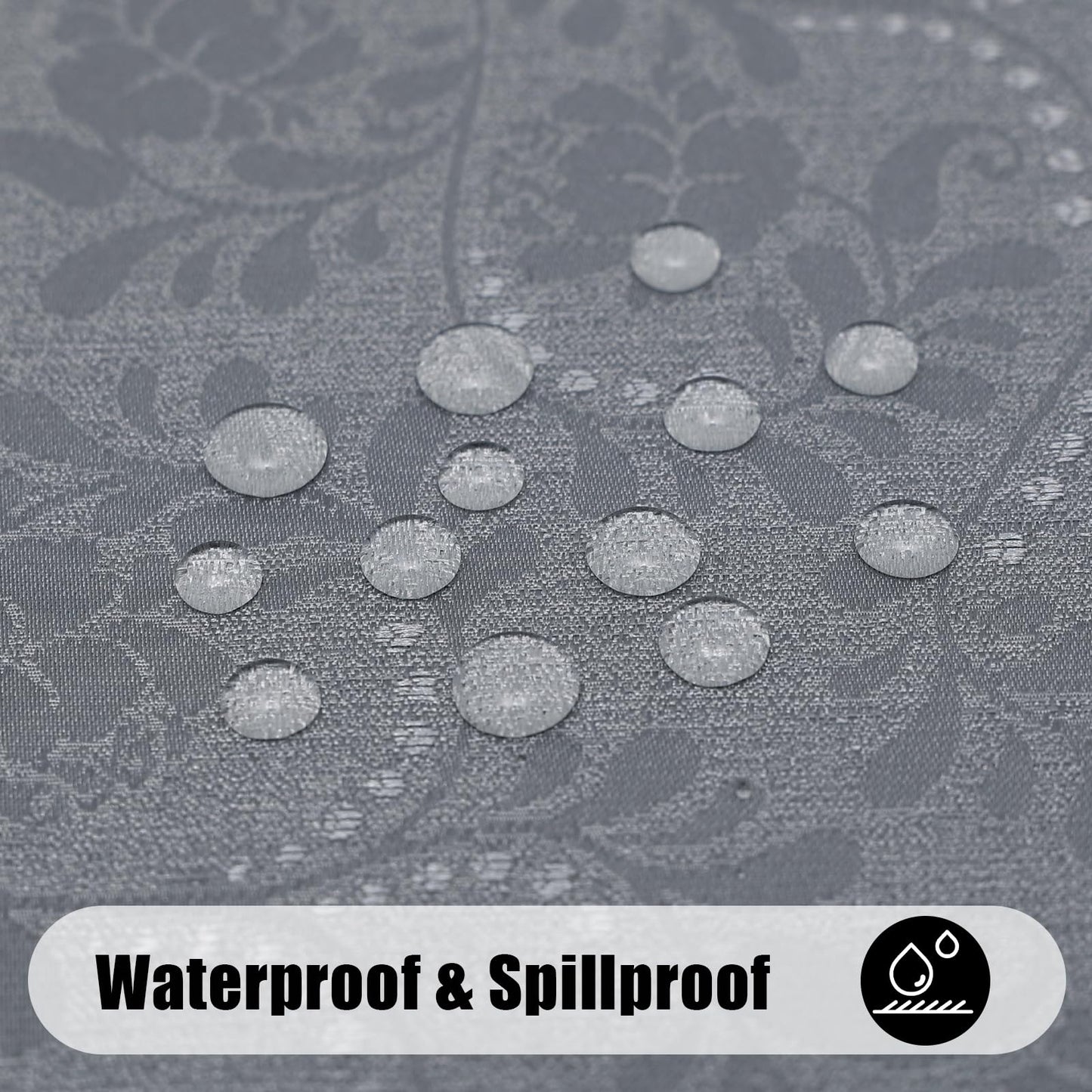 Moosfor Rectangle Tablecloth 60x84 Inch, Waterproof Damask Jacquard Table Cloth, Washable Fabric Table Covers for Dining, Parties, Indoor and Outdoor, Grey