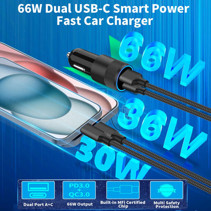 iPhone 16 Fast Car Charger with Braided Cable