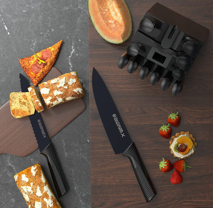 14-Piece Stainless Steel Knife Set with Block