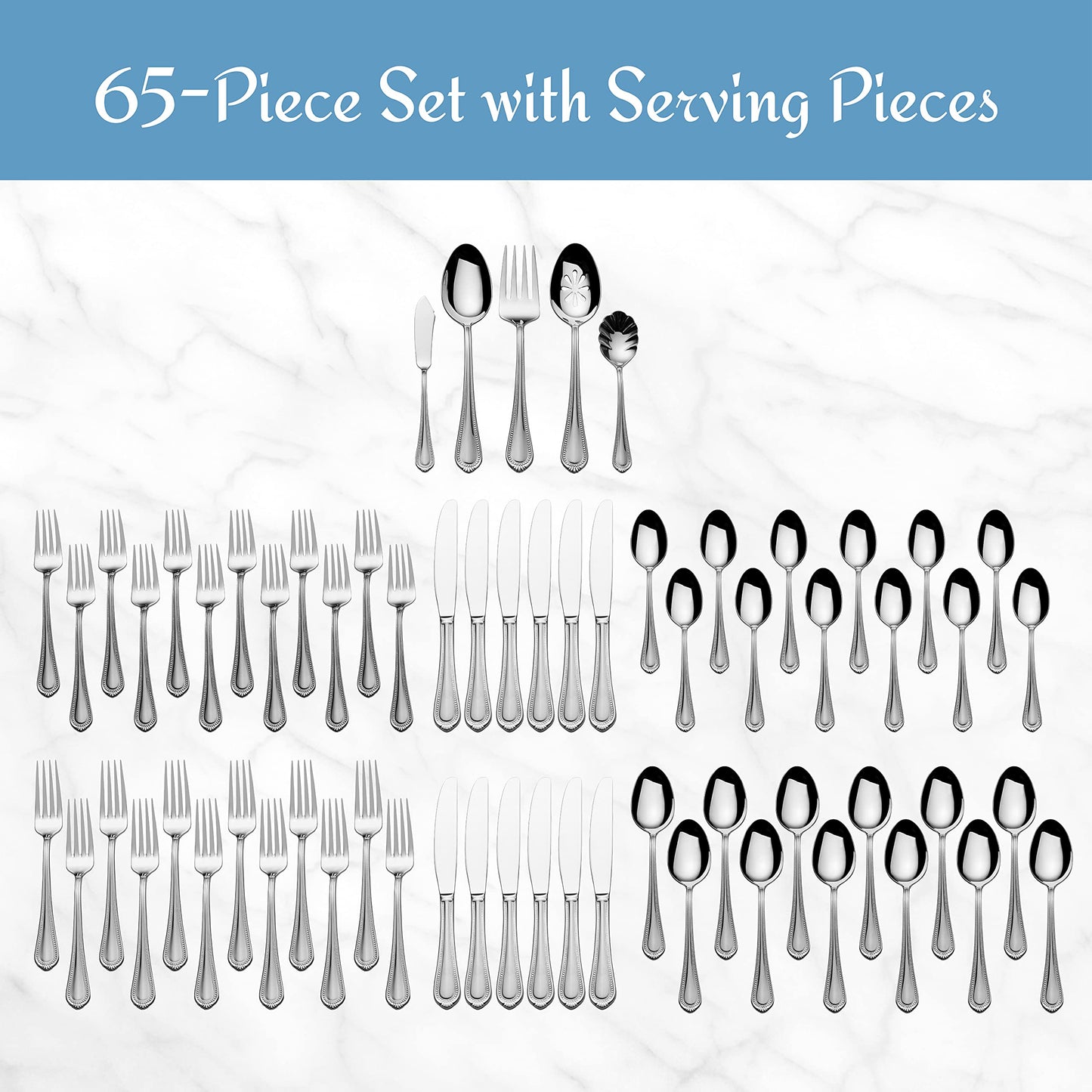 Mikasa Regent Bead Flatware Set for 12