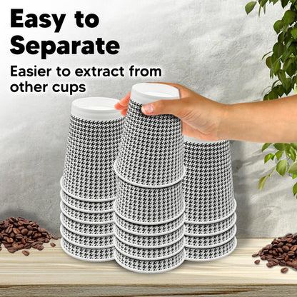 TOPtoper 350 Pack 8 oz Insulated Disposable Coffee Cups with Lids, Double Wall Corrugated Paper Hot Cups Bulk To Go Disposable Cups for Hot Beverage or Cold Drinks Ideal for Cafes
