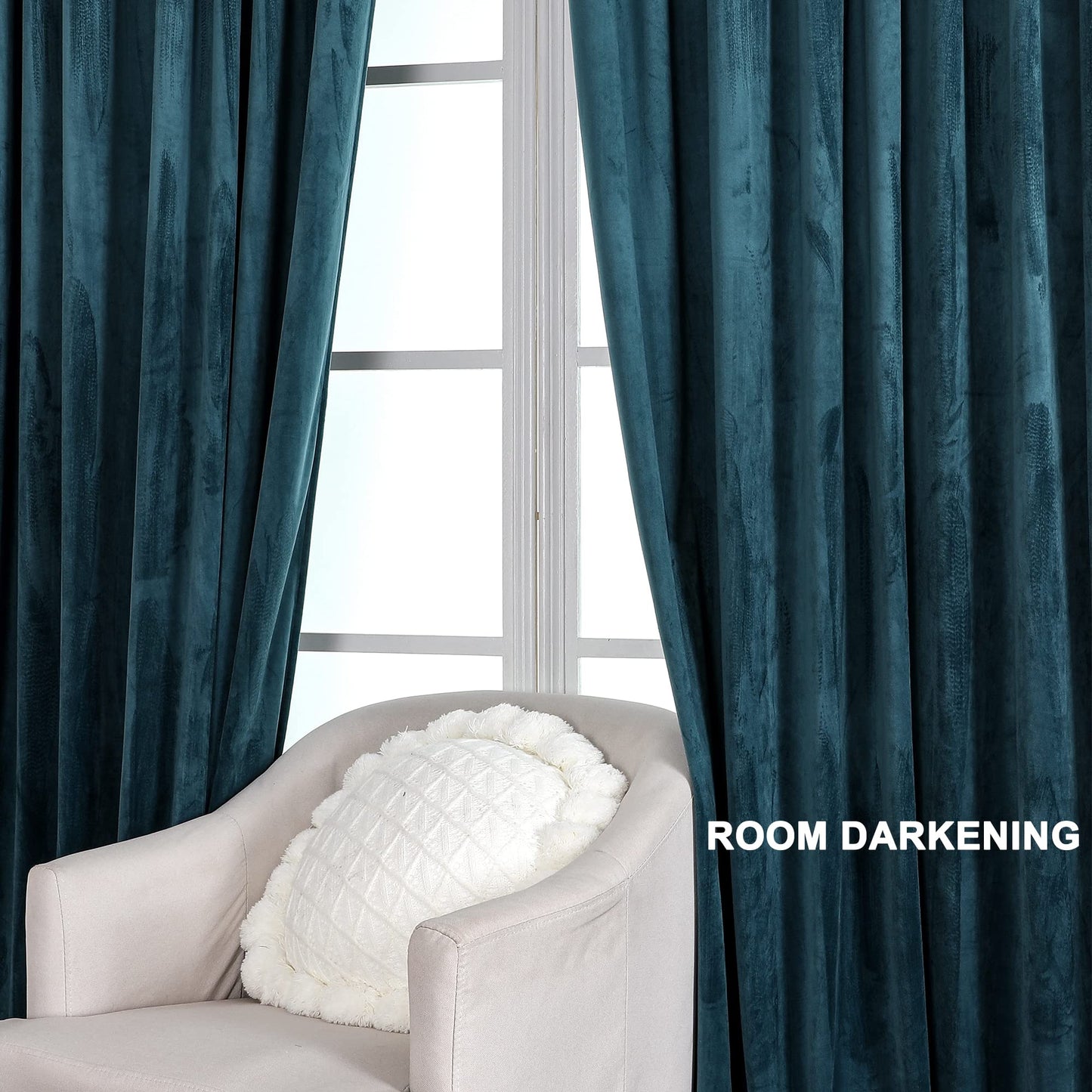 Benedeco Deep Teal Velvet Curtains for Bedroom Window, Super Soft Luxury Drapes, Room Darkening Thermal Insulated Rod Pocket Curtain for Living Room, W52 by L120 inches, 2 Panels