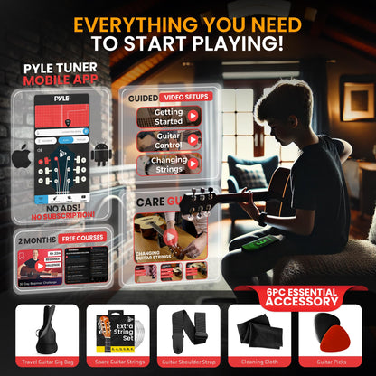Pyle 3/4 Acoustic Guitar Kit for Kids & Adults