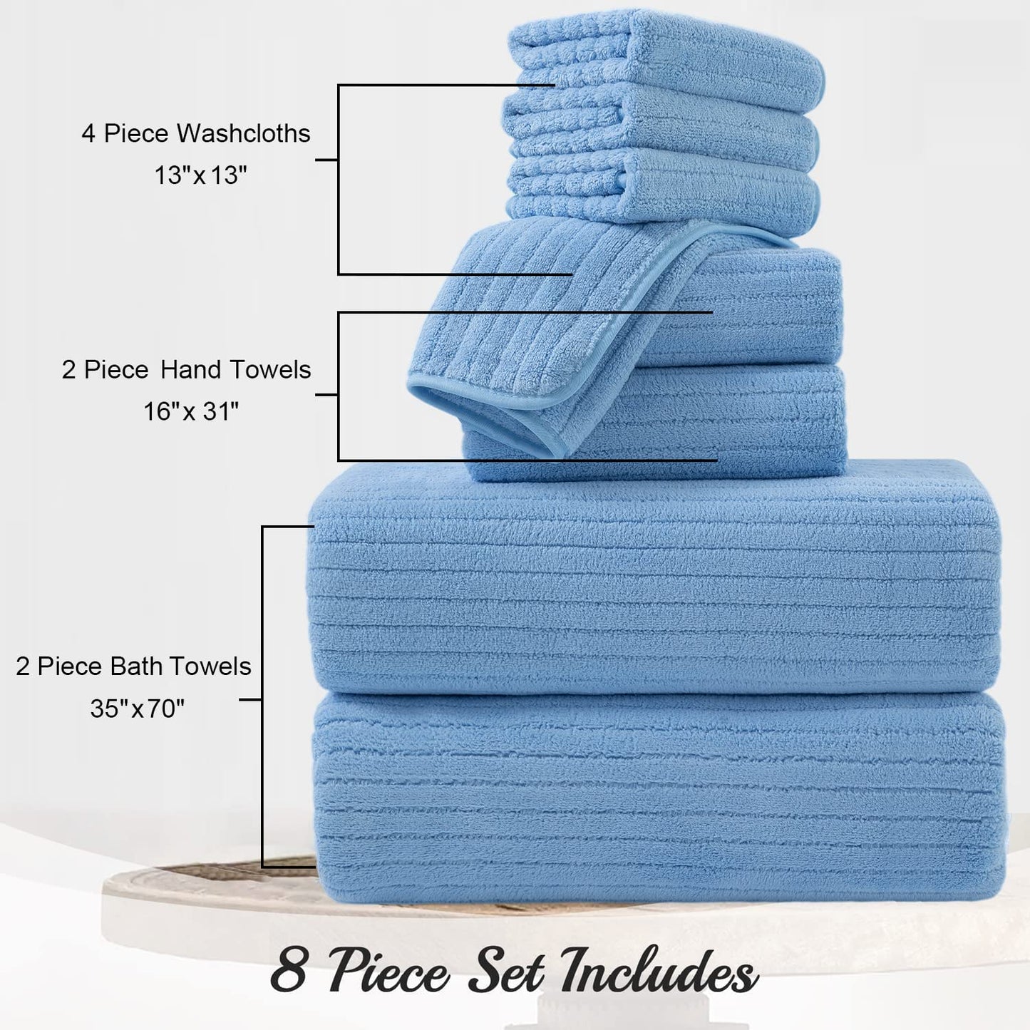 Oliven 8-Piece Oversized Bath Towel Set