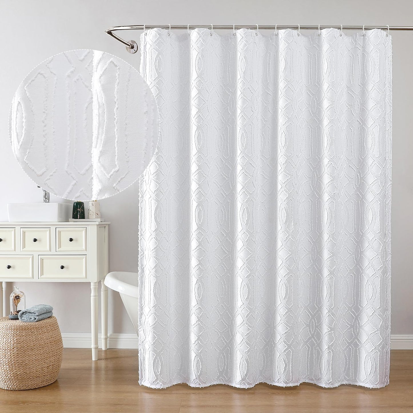 Geometric Boho Fabric Shower Curtain Set 72x72