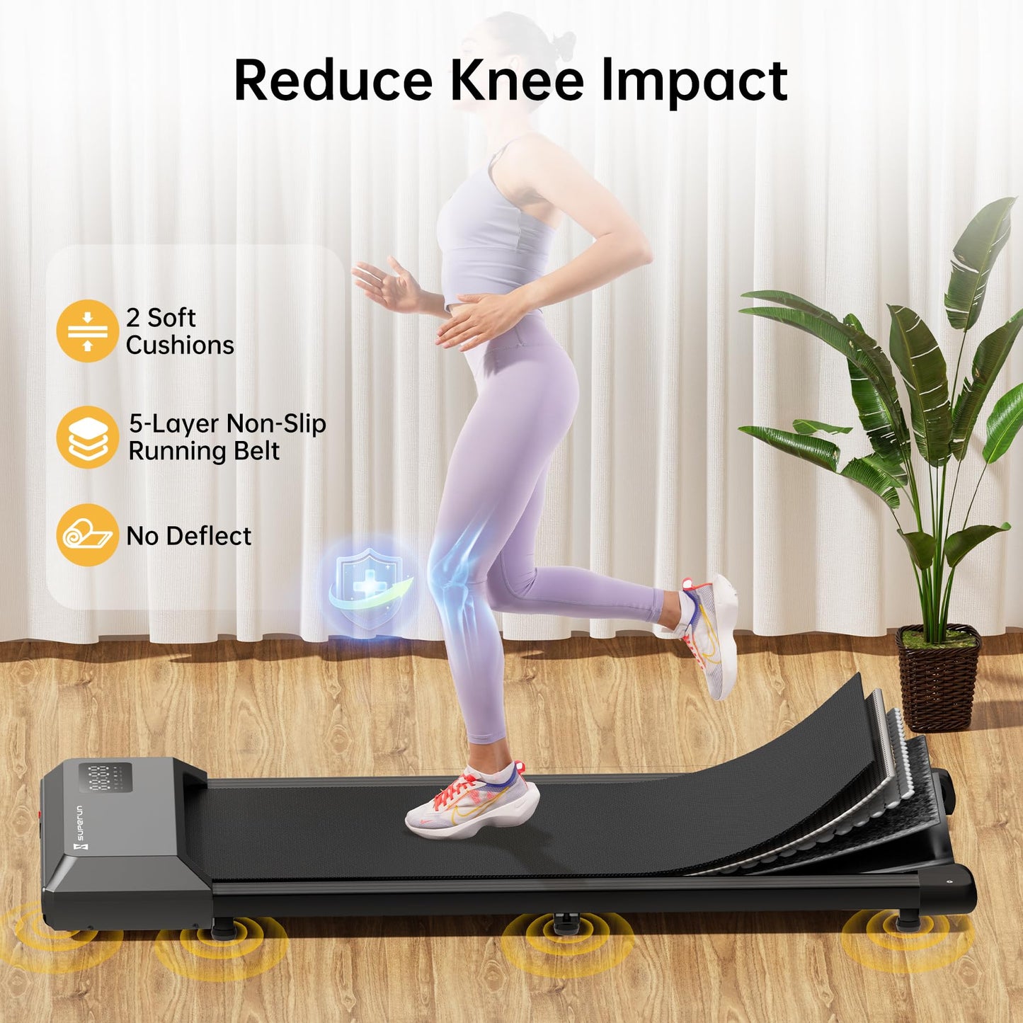 Superun 2 in 1 Walking Pad, Under Desk Walking Treadmill, 2.5 HP Treadmills with LED Display&Remote Control, 300 Lbs Capacity Portable Treadmill for Home&Office, Installation Free